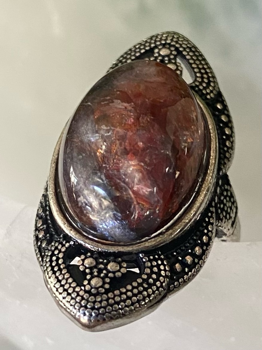 Brazilian Red Fire Quartz Statement Ring - Adjustable